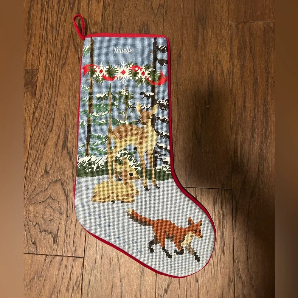 LL Bean Brielle Christmas Needlepoint Stocking, Cotton